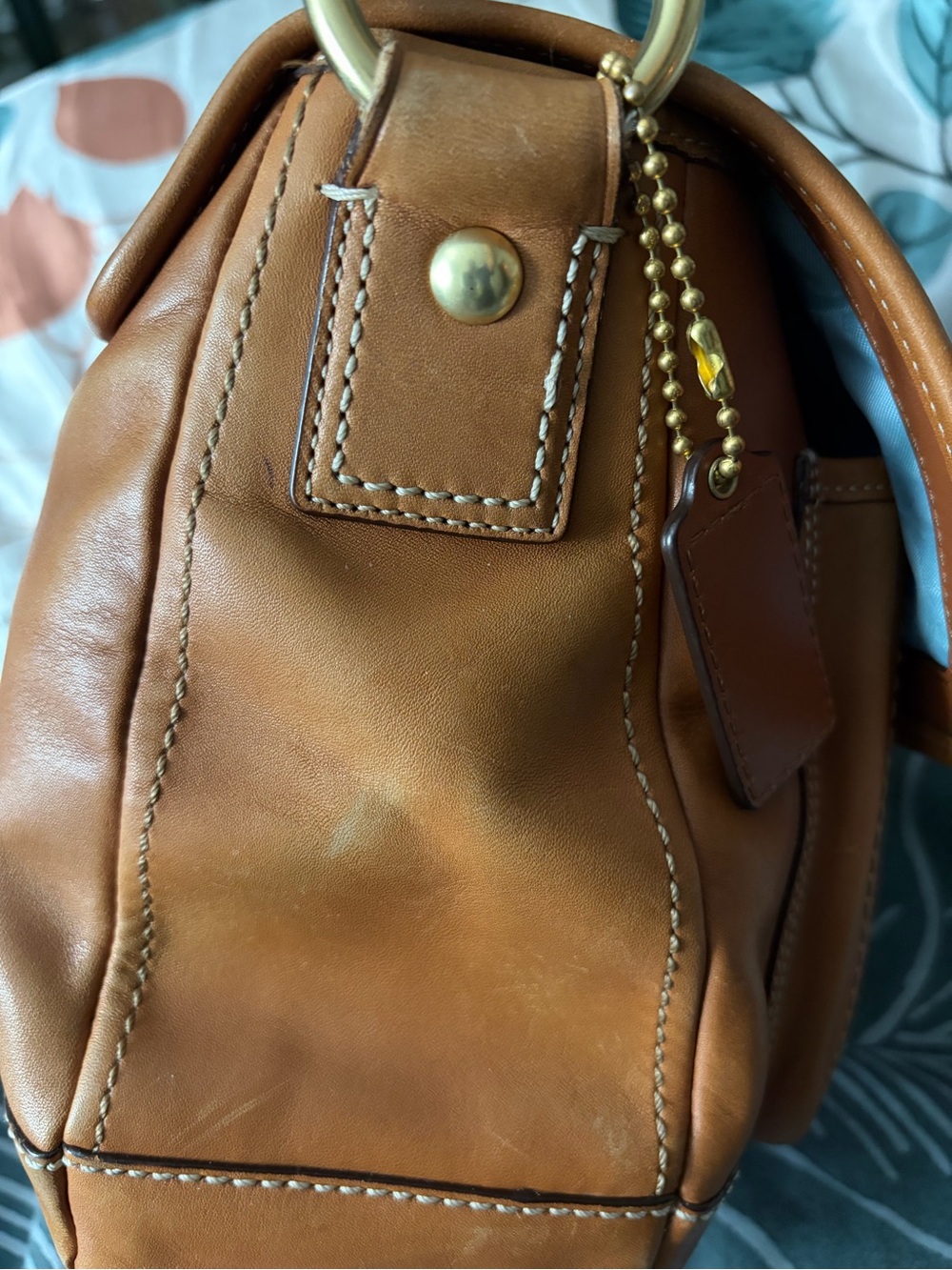 Coach Saddle Brown Leather Messenger with Brass Turn-Lock - Picture 5 of 10